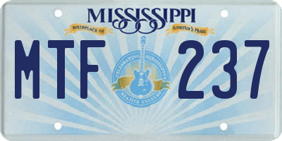 MS license plate MTF237