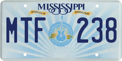 MS license plate MTF238