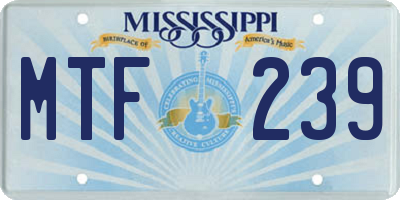 MS license plate MTF239