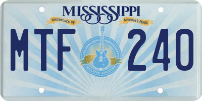 MS license plate MTF240
