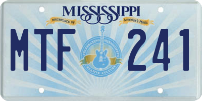 MS license plate MTF241