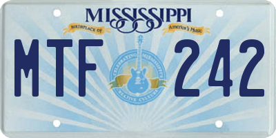 MS license plate MTF242