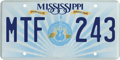 MS license plate MTF243