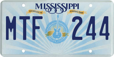 MS license plate MTF244