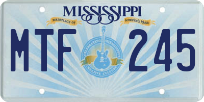 MS license plate MTF245