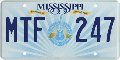 MS license plate MTF247