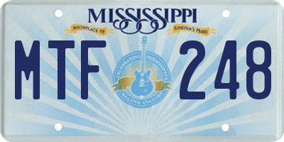 MS license plate MTF248