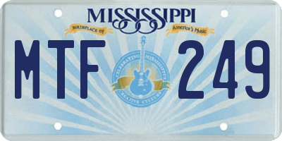 MS license plate MTF249