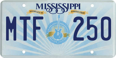 MS license plate MTF250