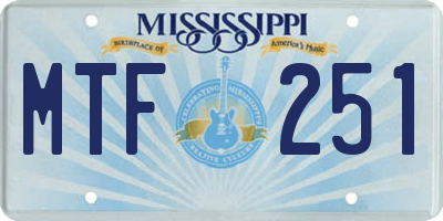 MS license plate MTF251