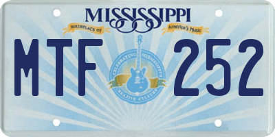 MS license plate MTF252
