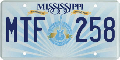 MS license plate MTF258