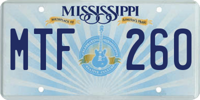 MS license plate MTF260