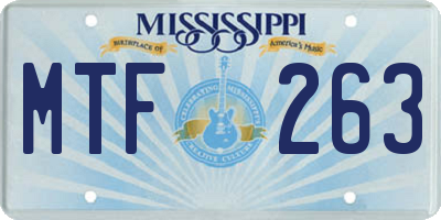 MS license plate MTF263