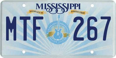 MS license plate MTF267