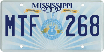 MS license plate MTF268
