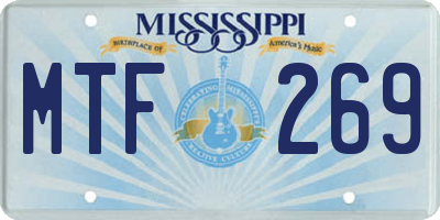 MS license plate MTF269