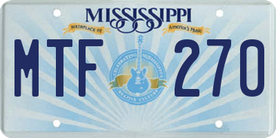 MS license plate MTF270