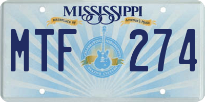MS license plate MTF274