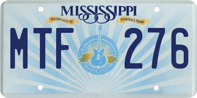 MS license plate MTF276