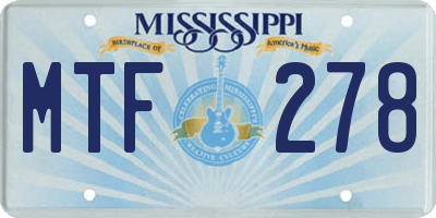 MS license plate MTF278