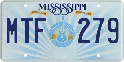 MS license plate MTF279