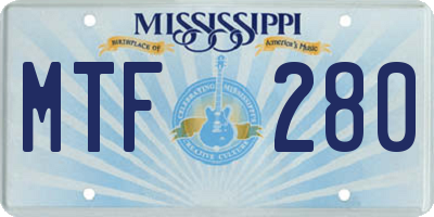 MS license plate MTF280