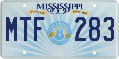 MS license plate MTF283