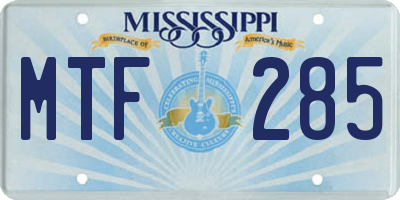 MS license plate MTF285