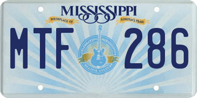 MS license plate MTF286