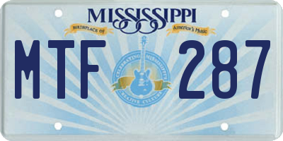 MS license plate MTF287