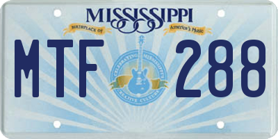 MS license plate MTF288