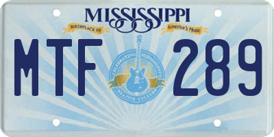 MS license plate MTF289