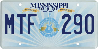 MS license plate MTF290
