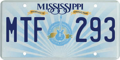 MS license plate MTF293