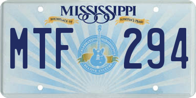 MS license plate MTF294