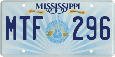 MS license plate MTF296