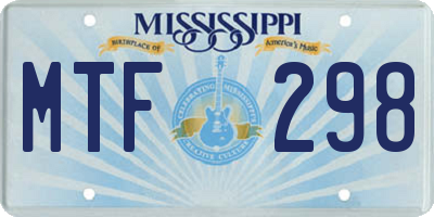 MS license plate MTF298