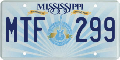 MS license plate MTF299
