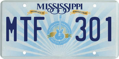 MS license plate MTF301