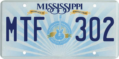 MS license plate MTF302