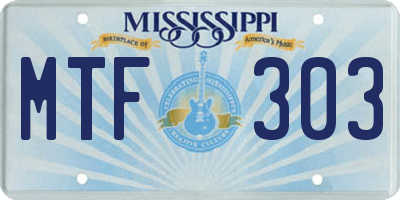 MS license plate MTF303