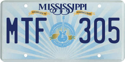 MS license plate MTF305