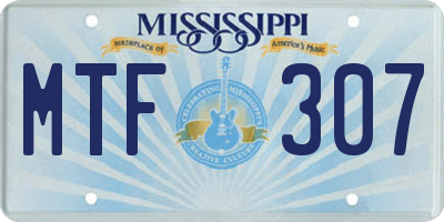MS license plate MTF307