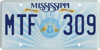 MS license plate MTF309