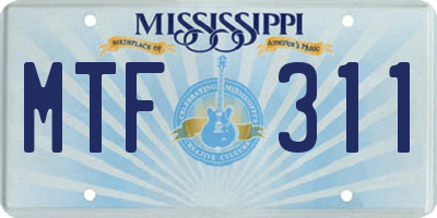 MS license plate MTF311