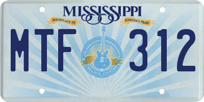 MS license plate MTF312