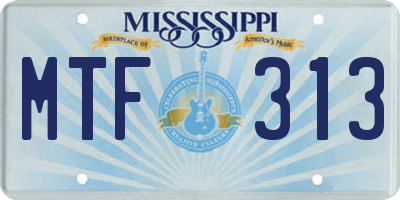MS license plate MTF313