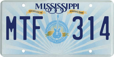 MS license plate MTF314