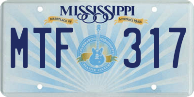 MS license plate MTF317
